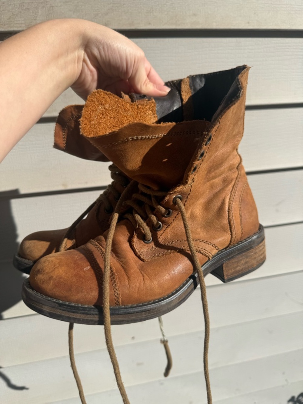 Vintage Steve Madden Tan Genuine Leather Lace-Up Men's Boots